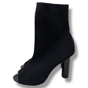 Public Desire Black Peep Toe Sock Boots 8
